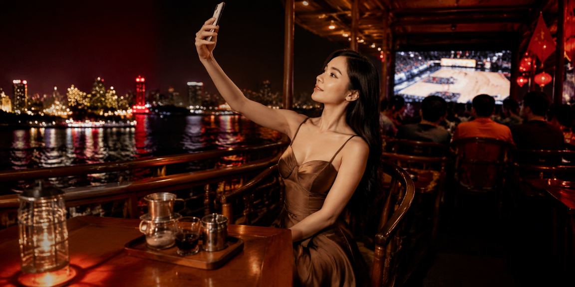 Khán giả xem bóng rổ tại Hà Nội cùng ly cà phê Việt