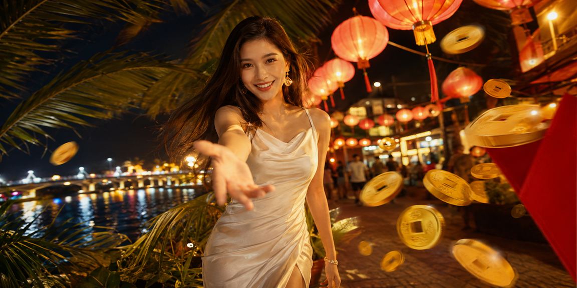 Bao lì xì đỏ và không khí chợ đêm vùng Mekong — hình ảnh ẩn dụ cho bonus và ưu đãi nhận thưởng dịp lễ