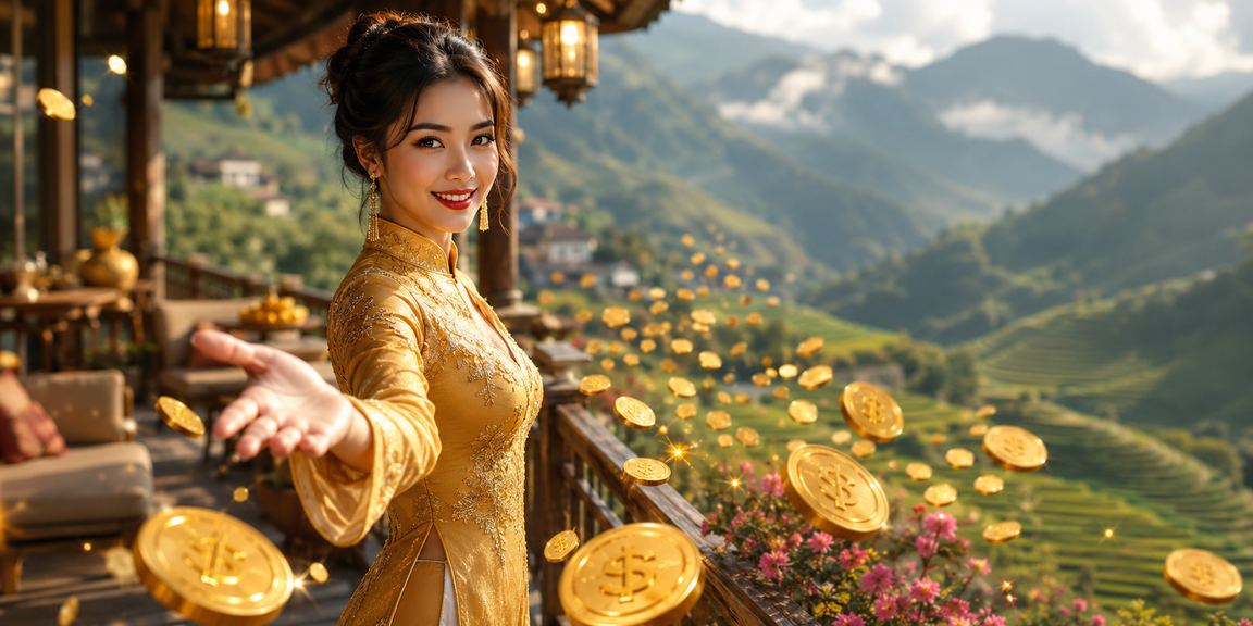 Khung cảnh Sa Pa với người dùng mặc áo dài đăng ký nhận bonus chào mừng lần đầu